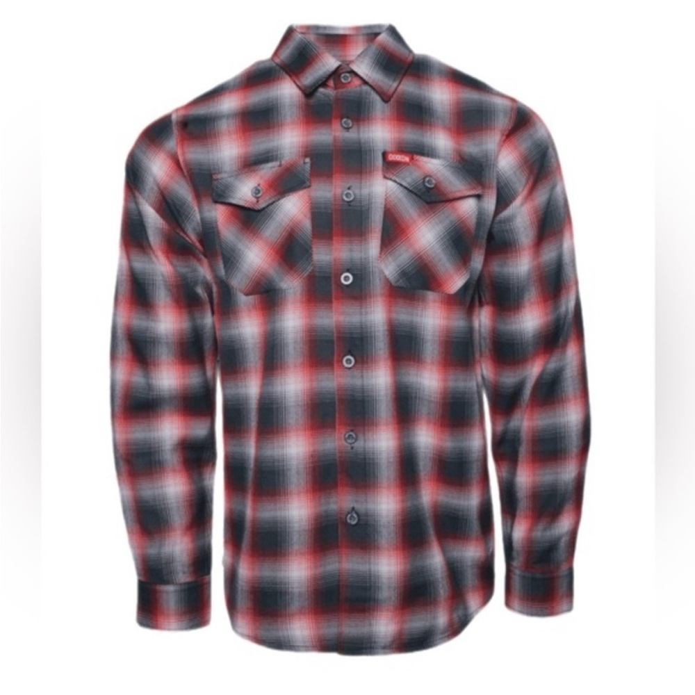 Red and Black Casual Button Down Shirt with Plaid Design
